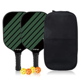 Black Green Striped Fiberglass Pickleball Paddle Set 2 Ultra Lightweight Pickleball Rackets 4 V888-ELOSUNG52244