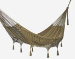 Outdoor undercover cotton Mayan Legacy hammock with hand crocheted tassels Queen Size Cedar V97-TDQCEDAR