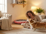 Round Pet Bed for Small Dogs and Cats, Soft Plush Calming Cat Bed with Strawberry Pattern, Cozy V888-ELOSUNG54597