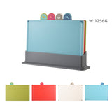Coloerful 4-Piece Colour-Coded Index Cutting Board Set with Storage Stand - Food-Safe PP, Non-Slip, V888-ELOSUNG32075