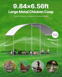 VEVOR Metal Chicken Coop, 9.8x6.5x6.5ft Large Walk-in Chicken Runs with Cover, Doom Roof Hen House V952-JSJS322MYDDMEUEN5001V0