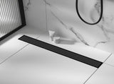 1200mm Tile Insert Bathroom Shower Black Grate Drain w/Centre outlet Floor Waste V63-832901