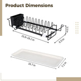 Expandable Dish Drying Rack with Drying Tray, Stainless Steel Over Sink Dish Rack, Removable V1369-AZ3-W-08869