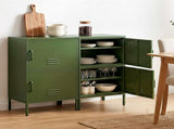 Artiss 2x Buffet Sideboard Cabinet Storage Cupboard 2 Doors Metal Green DOUBLE AI-LOCKER-SMI-GNX2