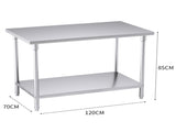 SOGA 120*70*85cm Commercial Catering Kitchen Stainless Steel Prep Work Bench WORKBENCHSS2009120CM