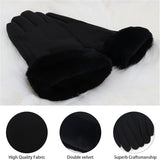 Warm women's winter gloves with thermal fleece text Black M V1259-DP01-A-1574
