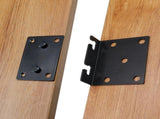 4 Piece Frame Set Post Double Hook Slot Bracket 3.5inch X 3inch Metal Rail Hook Plate Black V1369-AZ3-W-08195