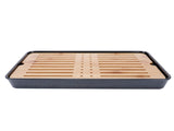 Rectangle Bamboo Tea Tray Teapot Mat Serving Tray Draining Board Tea Set Home Kitchen Use13in 1100ml V1294-YM0721-3118210073612