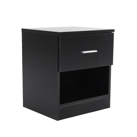 Bedside Table Side Storage Cabinet Nightstand Bedroom 1 Drawer 1 Shelf ELLA - BLACK V274-FT-BEDT-2DC05-BK