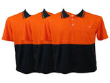 3x HI VIS Polo Shirt Top Tee Safety Workwear Short Sleeve Breathable Mesh BULK - Orange/Navy - 5XL V563-BR-3WRKPOLO-ORNGNAVY-5XL