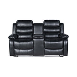 Chelsea 2R Seater Finest Leatherette Recliner Feature Console LED Light Ultra Cushioned V43-REC-CHLS2RBL