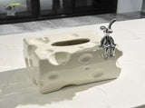 Tissue Box Cover Ceramic Rectangular Stylish Elegant Decorative Napkin Box Holder for Desktop Coffee V1294-YM0710-3117230216911