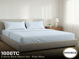 1000 Thread Count Cotton Rich Double Bed Sheet Set 4 Piece, Soft Feel Microfibre Blend, Solid C CVC-10DBL-PBU