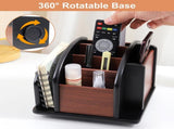 Remote Control Caddy - Wooden Rotating Coffee Table Organizer Large Spinning Wood Remote V1258-DP02-C-2184
