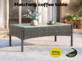 Gardeon 4-Piece Outdoor Sofa Set Rattan Furniture with Two Pillows Grey ODF-C-PATIO-17007-DR