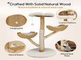 Cat Tree Scratcher Plush Sisal Willow Wood w Basket Cushion V178-66927