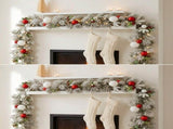 Christabelle 2.74m Snowy Elegance Christmas Garland Pre Lit Warm White LED Red Baubles Berries 112_SENSE274
