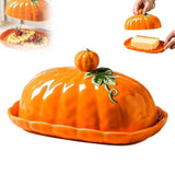 Halloween Pumpkin Ceramic Butter Dish With Lid Seasonal Tabletop Storage Container For Kitchen V1369-AZ3-W-14961