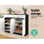 Artiss Shoe Rack Cabinet Storage 120cm w/ Drawer - White Lydia FURNI-N-SHOE120-WHBK-AB