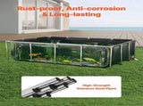 Canvas Fish Pond, 1781.3L Above Ground Fish Pond, PVC Koi Tank with Clear Viewing Panel, Rectangular V952-DSYCHSDTMC21LEAON002V0