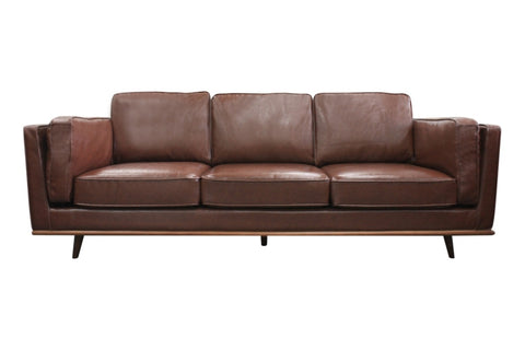 3 Seater Faux Sofa Brown Lounge Set for Living Room Couch with Wooden Frame V43-SOF-YOKBR3S