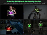 Rechargeable LED Reflective Running Vest, Adjustable High Visibility Gear for Night Walking, V1189-LC-AMZ-00089