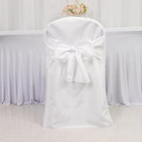 Efavormart 10 Pack White Linen Polyester Folding Chair Covers for Party Dining Chairs Reusable V1258-DP02-C-3140