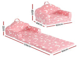 Keezi Kids 2-in-1 Fold Out Sofa Bed with Removable Washable Cover, Carry Handle, Storage Pocket, KID-SOFA-SGL-COMP-PK