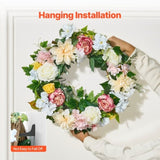 VEVOR Artificial Decorative Wreath 60.96 cm White Pink Yellow Peonies Hydrangeas V952-ZSHHXQHHCH24ZKJWVV0