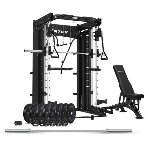 CORTEX SM26 Multi Gym with 130kg Olympic Bumper Weight, Bar and Bench Set V420-CSST-SM26-B