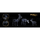 Jingle Jollys Christmas Lights 3 Pcs Reindeers 250 LED Decorations XMAS-MOT-3DEERS-MOV-WH