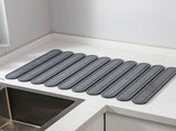 Dark Gray Oval Shaped Engraved Inner Frame Foldable Diatomaceous Earth Drying Mat - Super Absorbent, V888-ELOSUNG17213