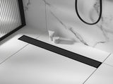 1000mm Tile Insert Bathroom Shower Black Grate Drain w/Centre outlet Floor Waste V63-832891