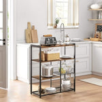 VASAGLE Baker's Rack Kitchen Island with 2 Metal Mesh Baskets Shelves and Hooks Industrial Style V227-9101101028470