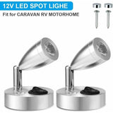 2 Pcs 12V LED Spot Reading Lights 3000K 3W Adjustable Switch Silver V1188-MS-527-043
