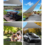 Instahut Shade Sail 6x6x6m Triangle 280GSM 98% Grey Shade Cloth SAIL-DL-H-6X6X6-C-GR