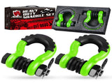 Gift Box Set of Green 3/4" D-Ring Tow Shackle - Carbon Steel Bow Shackle with Nut & Cotter V888-ELOSUNG55591