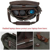 Vintage Genuine Leather Waxed Canvas Briefcase Large Satchel Shoulder Bag Rugged Computer 15.6" V1259-DP01-A-3126