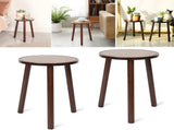 2Pcs Small Side Table Round End Table Wood Plant Stand Super Thick 3-Legs Stool V767-ZJJ461-G1