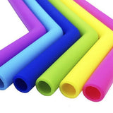 13 Pcs Wide Reusable Bent Silicone Straws, Colorful for Thick Drinks, 2 Brushes Easy Cleaning V1370-AZ4-18554