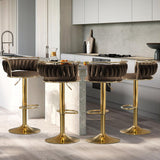 SERENIT Golden Swivel Upholstered Velvet Adjustable Height Counter Stool with Metal Frame Coffee V255-SE-GP2312R-COFFEE
