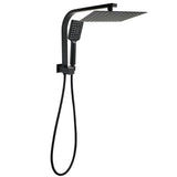Matt Black Square 10" SUS Shower Head 3 Modes Handheld Gooseneck Arm Twin Set V1233-A702BHS002M4CBKSS110B