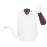 Portable Stainless Steel Coffee Pot with Wooden Handle Long Gooseneck Spout Cafe KettleWhite 700ml V1294-YM0901-3118200231811