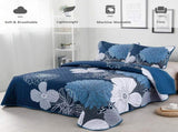 Frosted Magnolia Chic blue 3 Pc Bedspread & Pillow Cover Set V745-AC080380Q13U