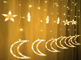 Led Curtain Lights Moon Star Light String 6.6ft Window Decoration 8 Modes Remote Control USB Power V1366-AZ2-W-04175