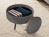 Side Table Storage Ottoman - Velvet Padded Stool Vanity Footstool CLEO GREY V274-FT-VR-945VAS-GY
