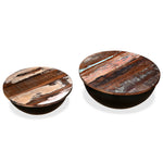 Coffee Table Set 2 Pieces Solid Reclaimed Wood Black Bowl Shape 43_245257