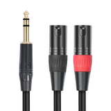 2X Jack 6.35mm 1/4 TRS Stereo to Double XLR Male Audio Cable Extension Cable Y Splitter Audio Cable V1370-AZ4-11894