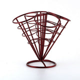 Dark Red Metal French Fry Cone Stand Holder for Snacks and Appetizers, and Reusable for Home Use V1192-AZ-W-34240