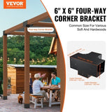 VEVOR Pergola Bracket Kit 152x152mm, 2pcs 4-Way Heavy Duty Corner Bracket Woodworks DIY Post Base V952-LPJJST2PCS6X19RDFV0